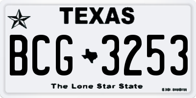 TX license plate BCG3253