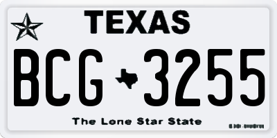 TX license plate BCG3255