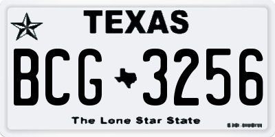 TX license plate BCG3256