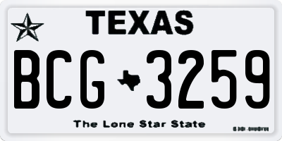 TX license plate BCG3259