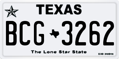 TX license plate BCG3262