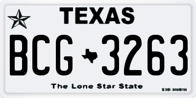 TX license plate BCG3263
