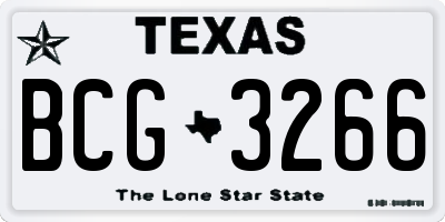 TX license plate BCG3266