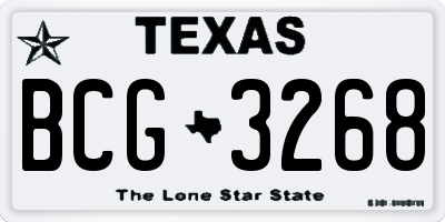 TX license plate BCG3268