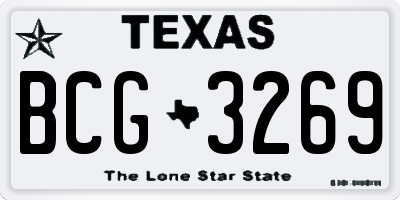 TX license plate BCG3269
