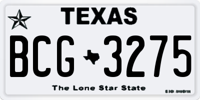 TX license plate BCG3275