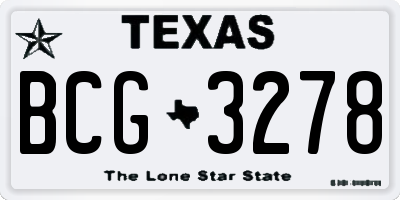 TX license plate BCG3278