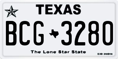 TX license plate BCG3280