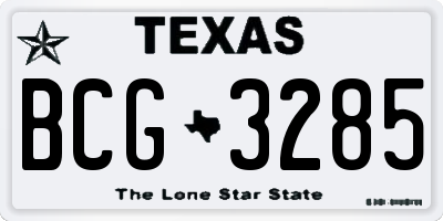 TX license plate BCG3285