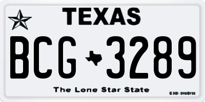 TX license plate BCG3289