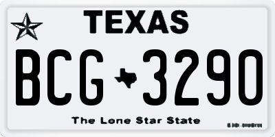 TX license plate BCG3290