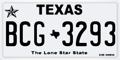 TX license plate BCG3293