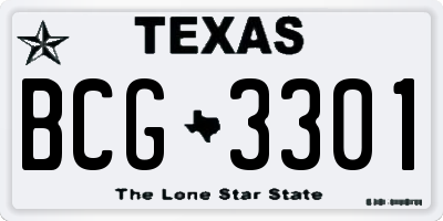 TX license plate BCG3301