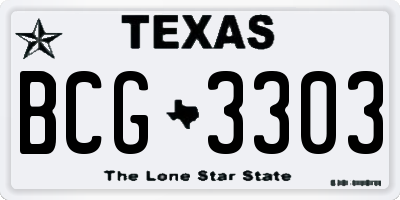 TX license plate BCG3303
