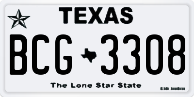 TX license plate BCG3308