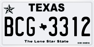 TX license plate BCG3312