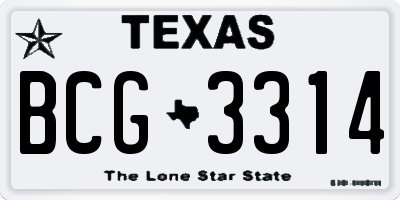 TX license plate BCG3314