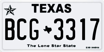 TX license plate BCG3317