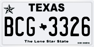 TX license plate BCG3326