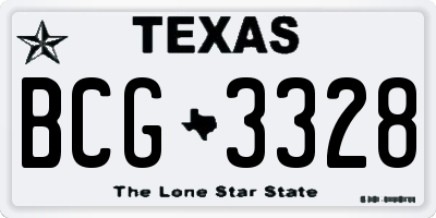 TX license plate BCG3328