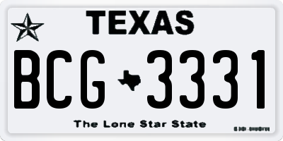 TX license plate BCG3331