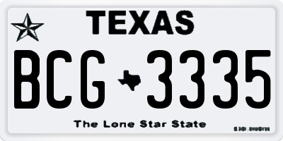 TX license plate BCG3335