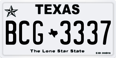 TX license plate BCG3337