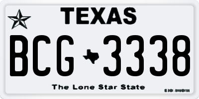 TX license plate BCG3338