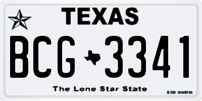 TX license plate BCG3341