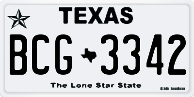 TX license plate BCG3342
