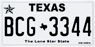 TX license plate BCG3344