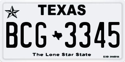 TX license plate BCG3345