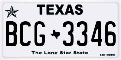 TX license plate BCG3346