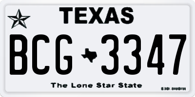 TX license plate BCG3347