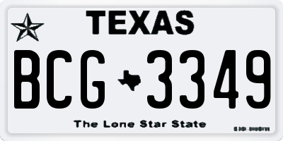TX license plate BCG3349