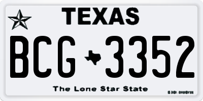 TX license plate BCG3352