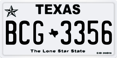 TX license plate BCG3356