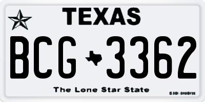 TX license plate BCG3362