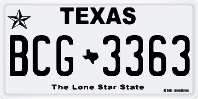 TX license plate BCG3363