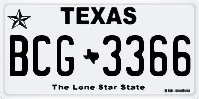 TX license plate BCG3366
