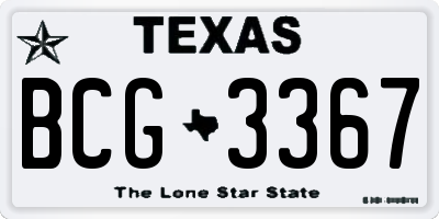 TX license plate BCG3367