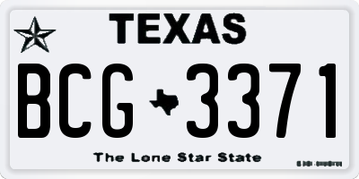 TX license plate BCG3371