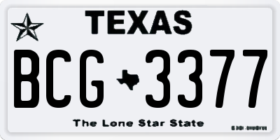 TX license plate BCG3377