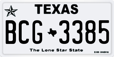 TX license plate BCG3385