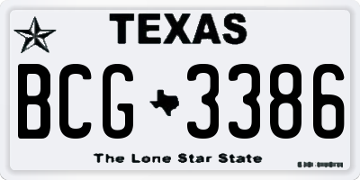 TX license plate BCG3386