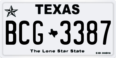 TX license plate BCG3387