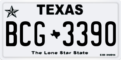 TX license plate BCG3390