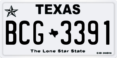 TX license plate BCG3391