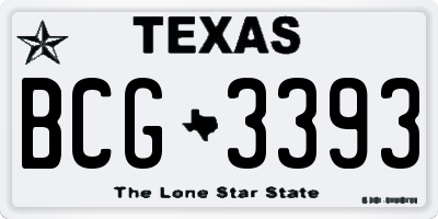 TX license plate BCG3393