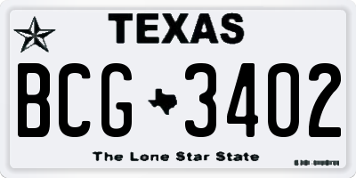 TX license plate BCG3402